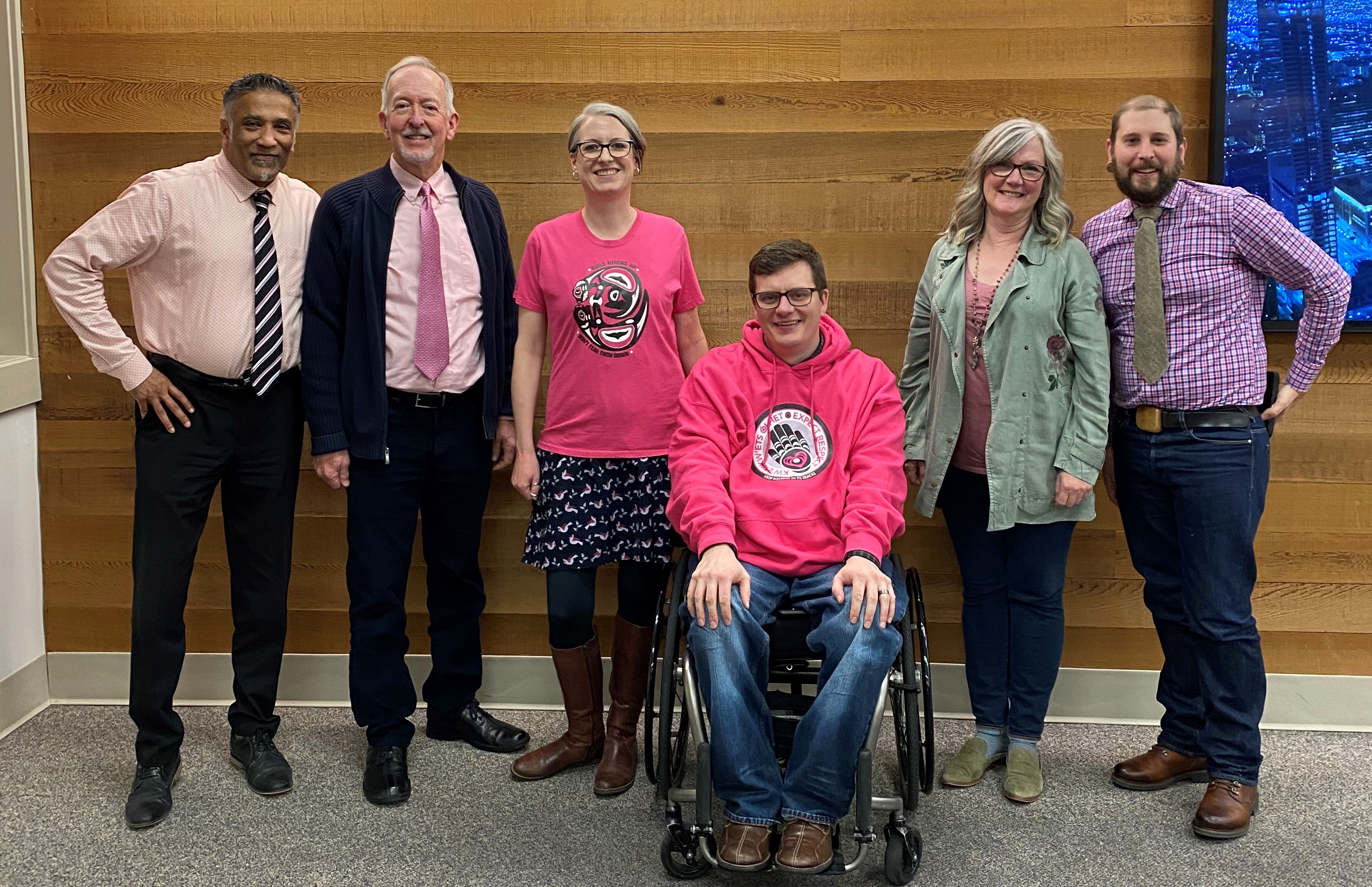 Pink Shirt Photo with Board of Education and Superintendent