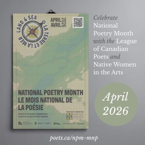 A green and pale yellow book with the title National Poetry Month. 