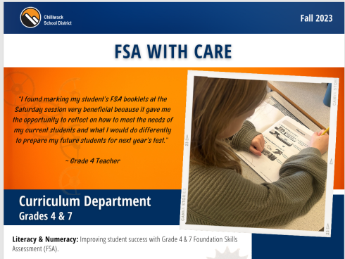 A image of a printed resource called FSA with care. 