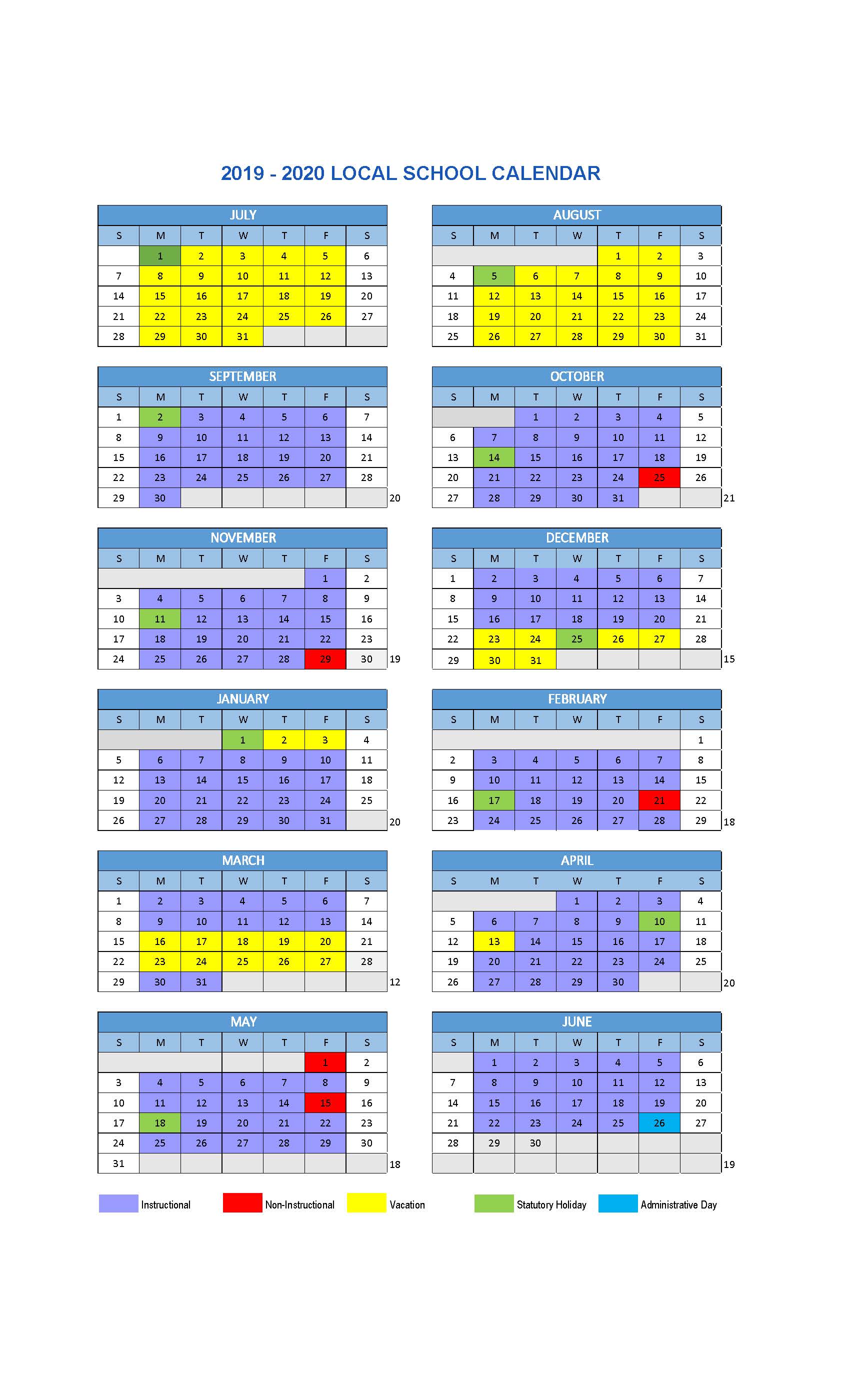 local school calendar
