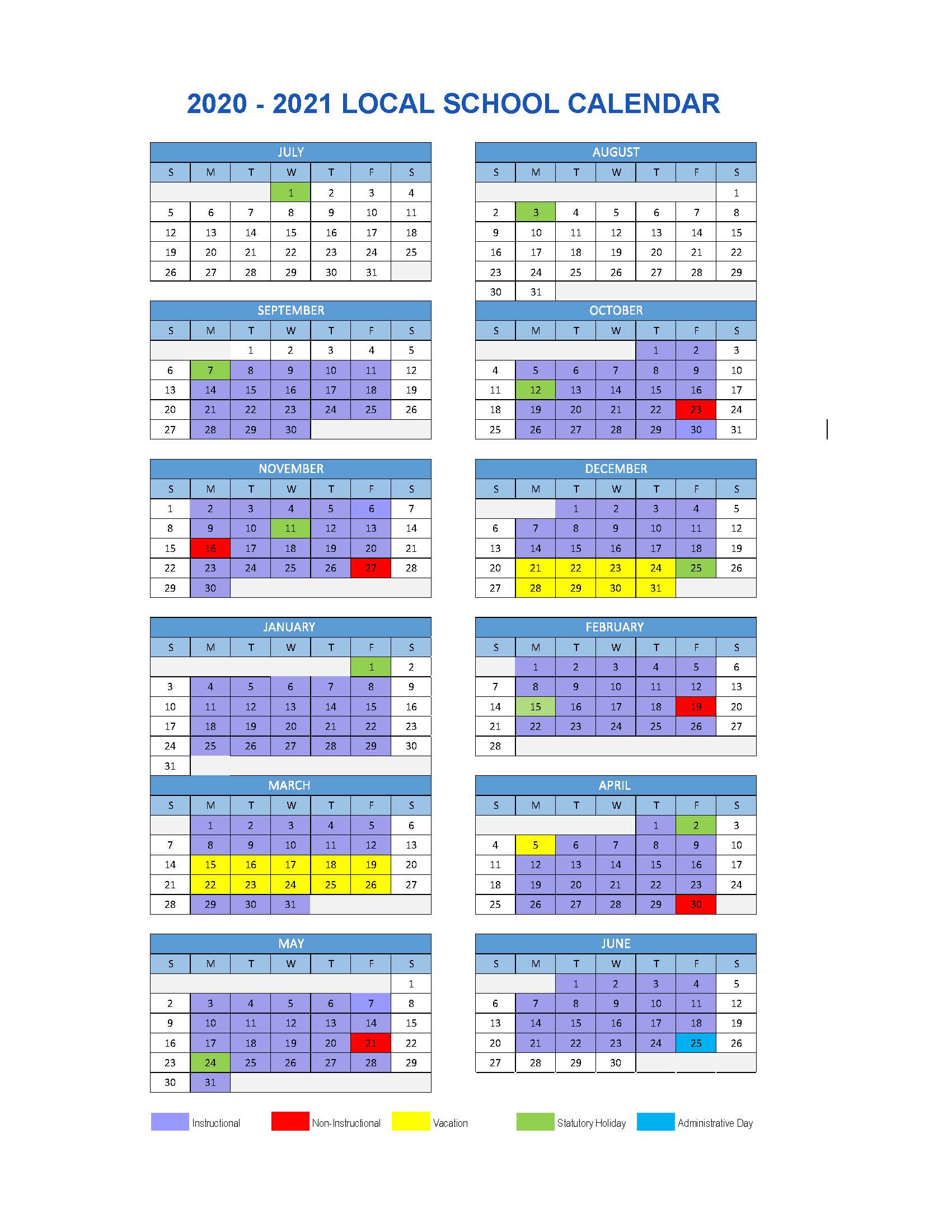 Local School Calendar