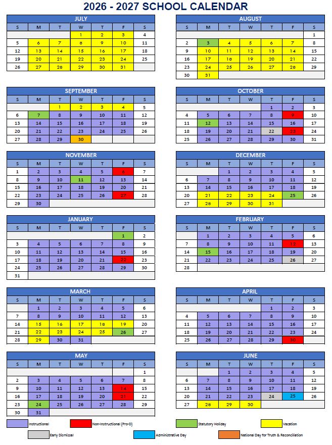 Local School Calendar 2026 - 2027