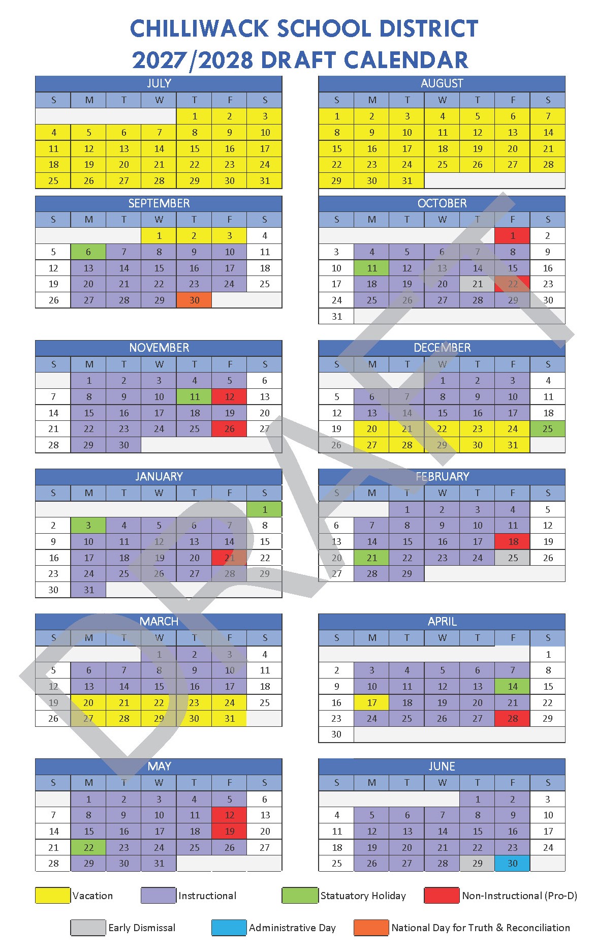 2027/2028 Draft School Calendar