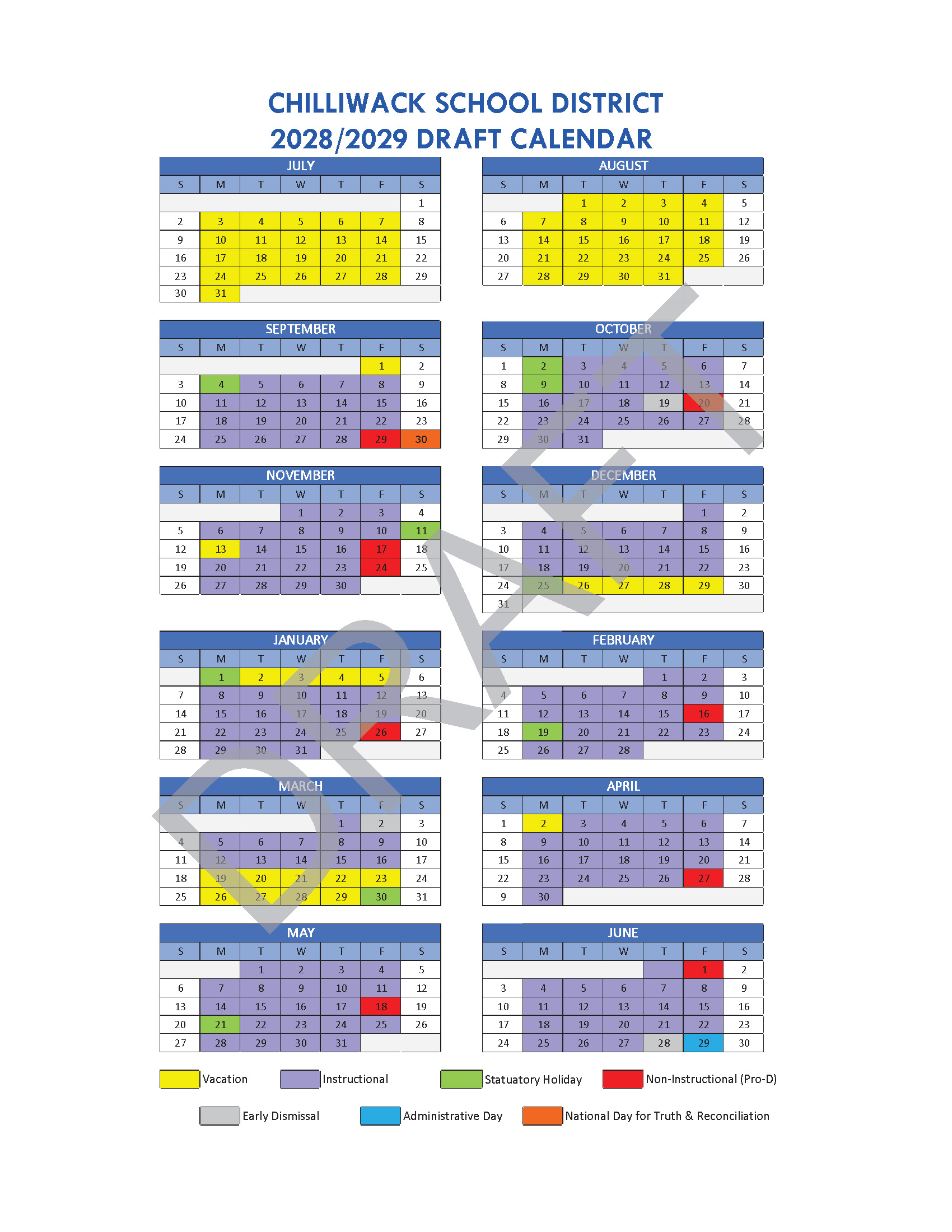 2028/2029 Draft School Calendar