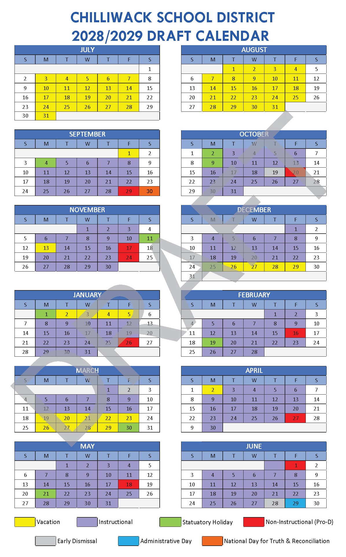 2028/2029 Draft School Calendar