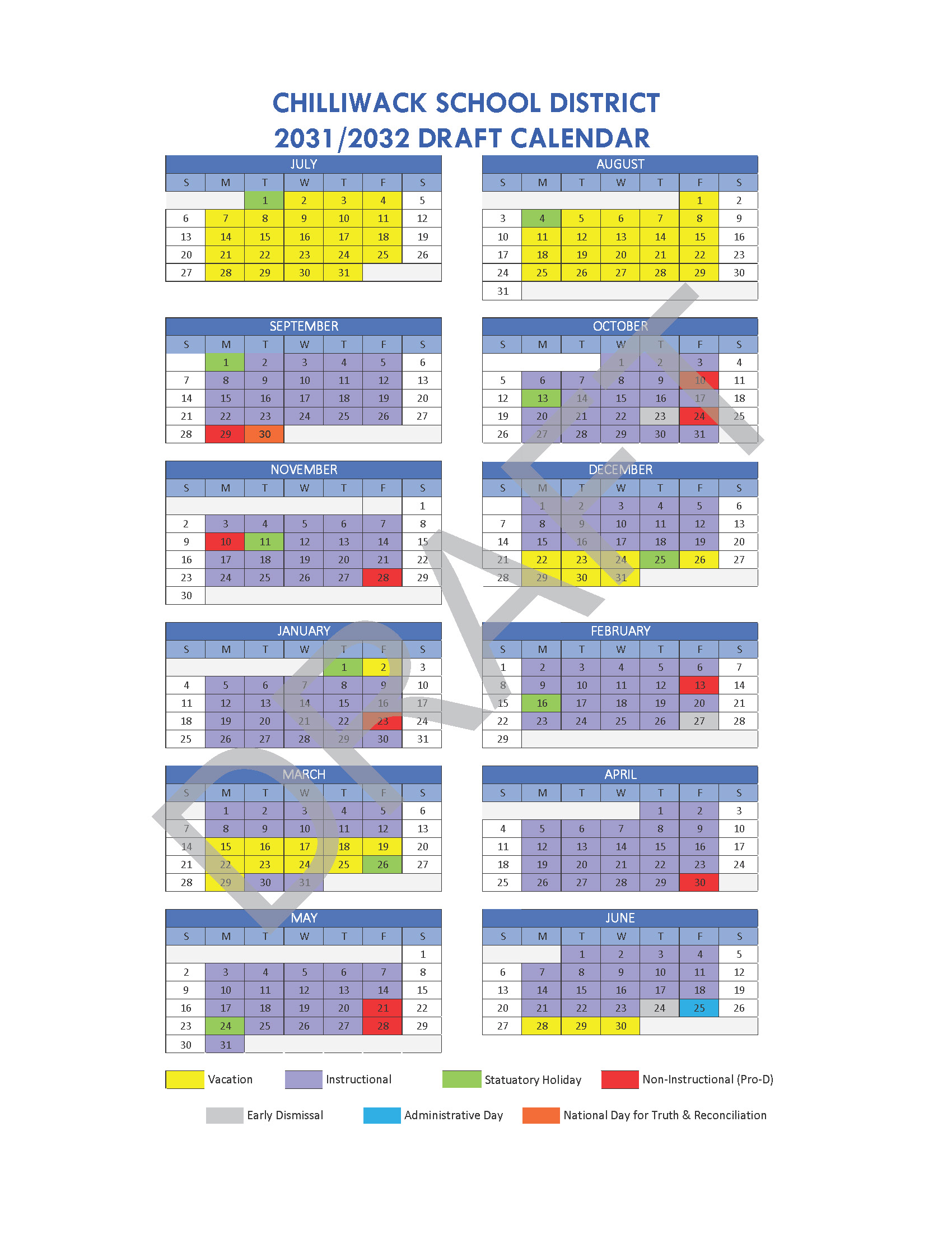 2031/2032 Draft School Calendar