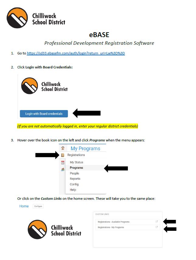 Ebase instructions