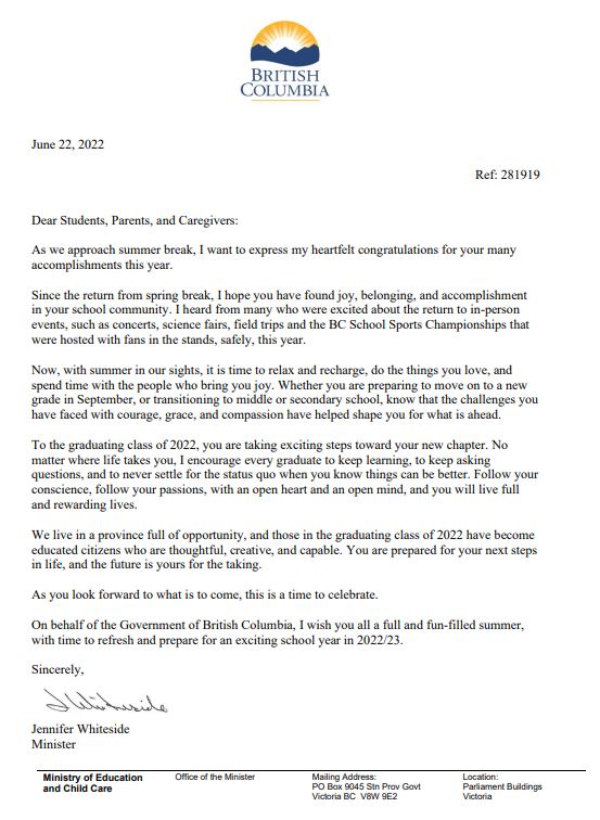 Ministers Letter