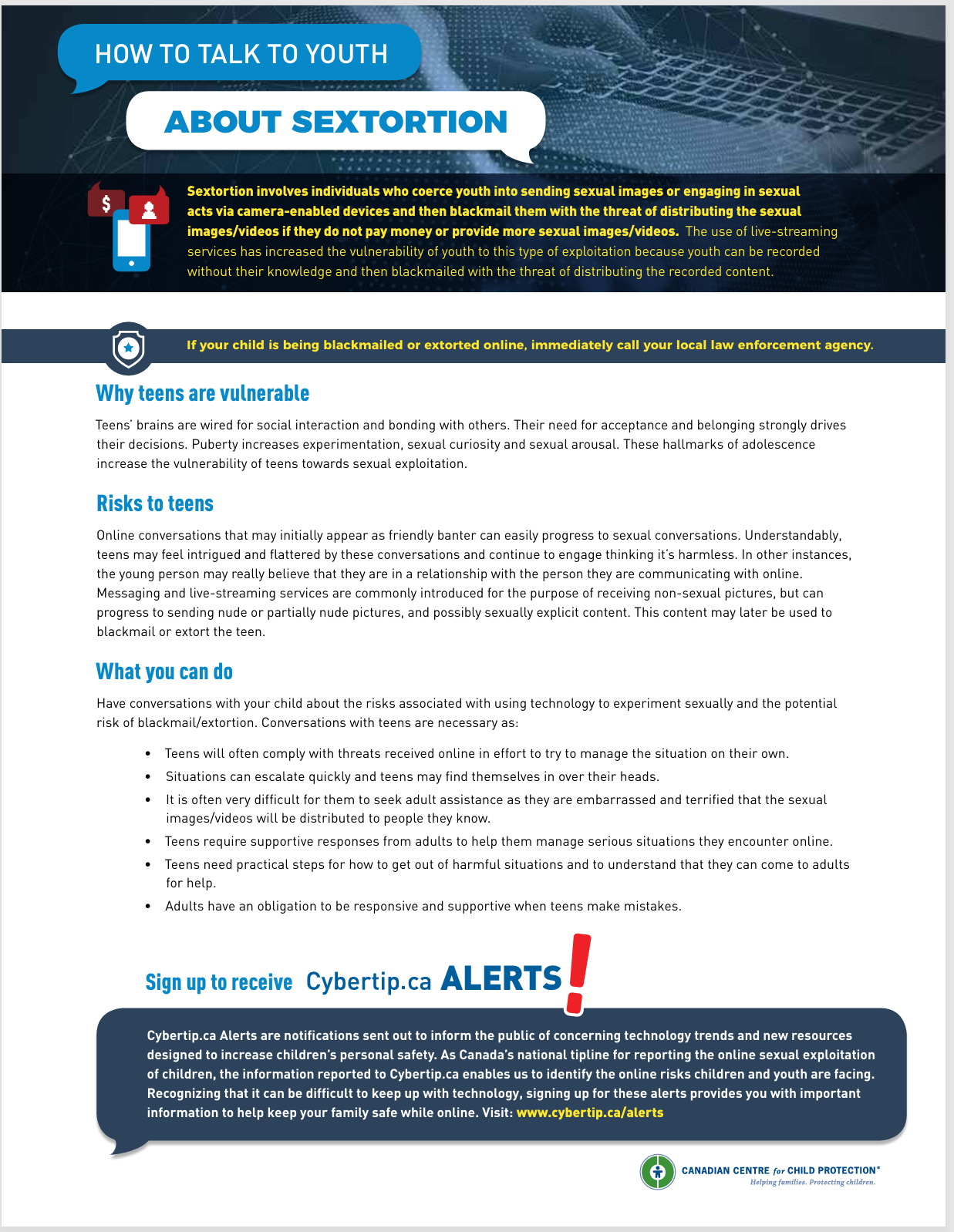 Poster: How to talk to youth about sextortion.